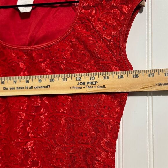 Vintage 90s G.A.S. Red Lace Top M Cap Sleeve Made in USA Y2K Coquette Valentine - Picture 5 of 8